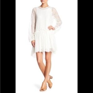 JOHNNY WAS Rai Drop Waist Lace Dress in Classic White Size Small